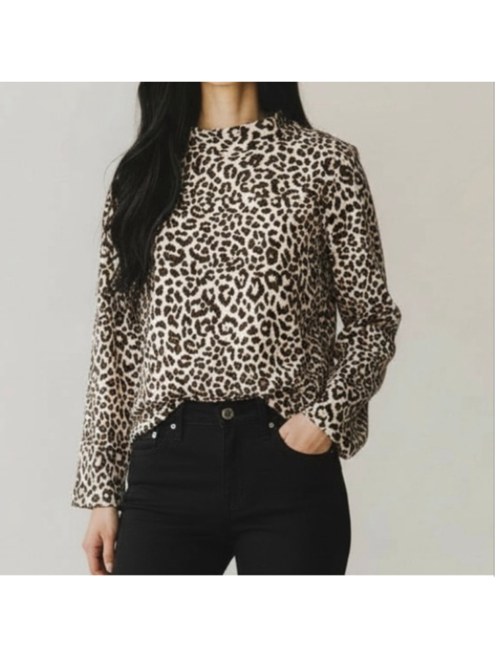 J. Crew leopard high neck hi low blouse size 00
